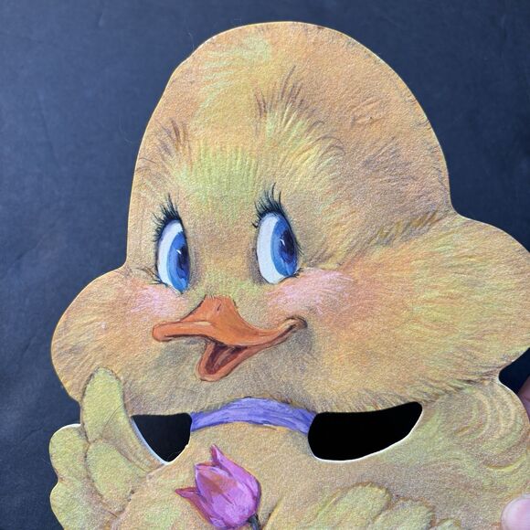 VTG Unused Hallmark Die Cut Greeting Card Adorable Yellow Chick Fuzzy 70/80s - Picture 6 of 7